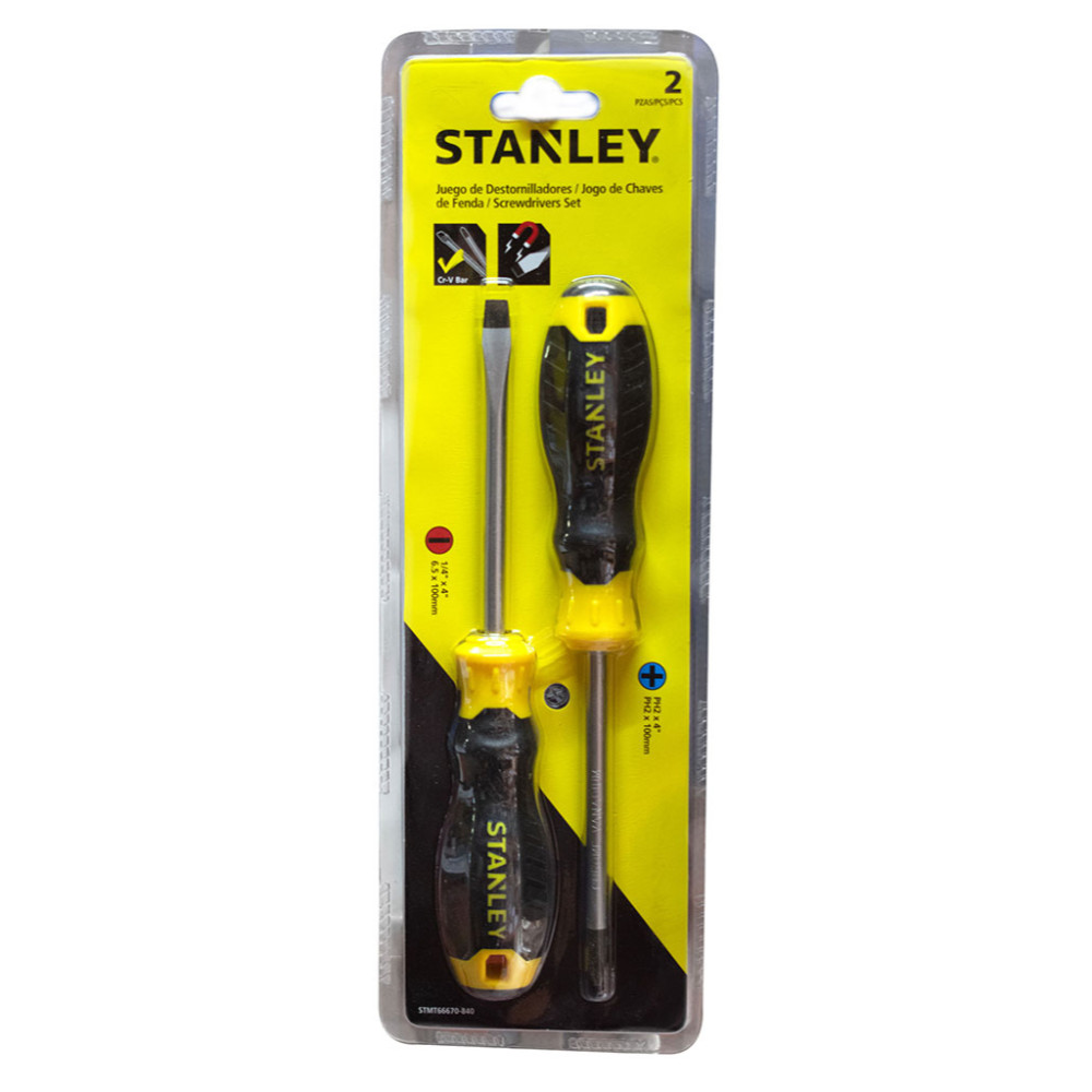 DESTORNILLADOR STANLEY X 2(1/4 X 4 PALA Y ESTRIA)(JUEGO)