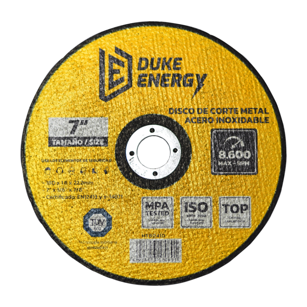 DISCO 7" CORTE METAL ACERO INOX 2 EN 1 DUKE ENERGY TECNOLOGIA ALEMANA (HT80410)