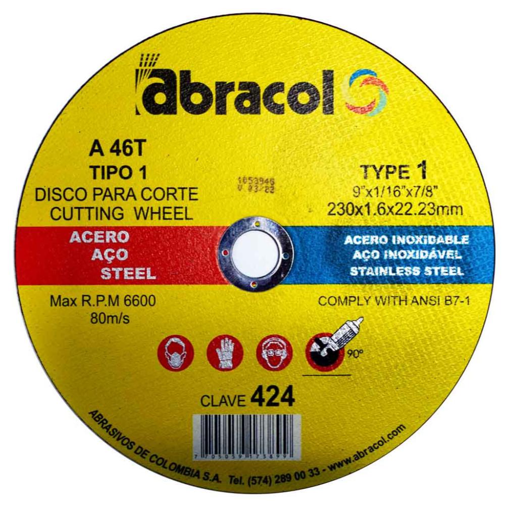 DISCO ABRACOL AMARILLO CORTE METAL 9 (DT1 230X1,6X22,23MM) (CLAVE 424 6094) (ABD2A0046094)