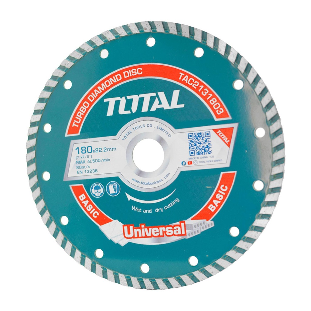 DISCO DE CORTE DIAMANTADO TURBO 7  180MM TOTAL (TAC2131803)