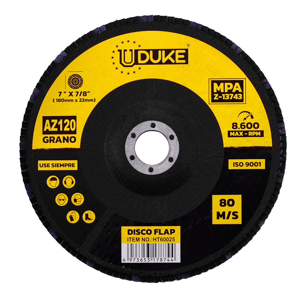 DISCO FLAP UDUKE 7" GRANO 120 (180MM X 22MM) (HT60025)