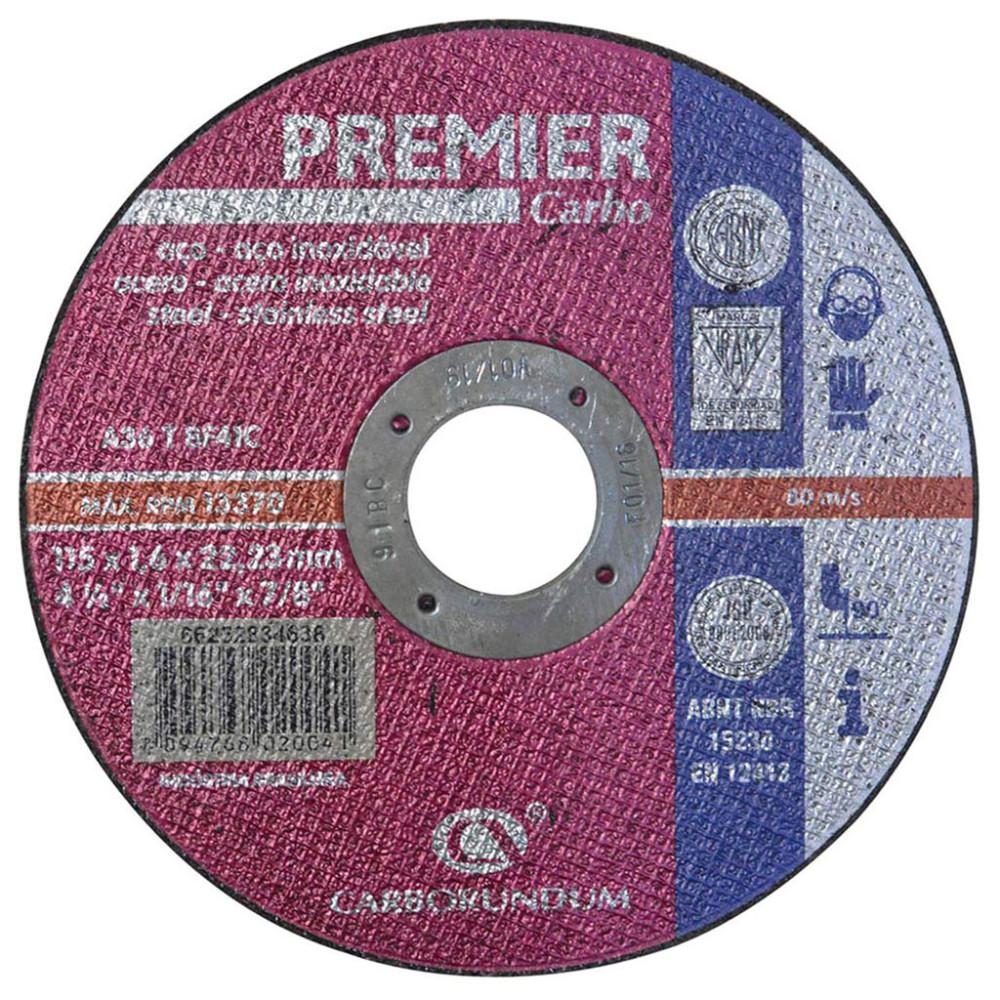 DISCO PREMIER CARBO CORTE METAL/ACERO INOX 4 1/2 PLANO (41/2X1/16X7/8) (66252834638)
