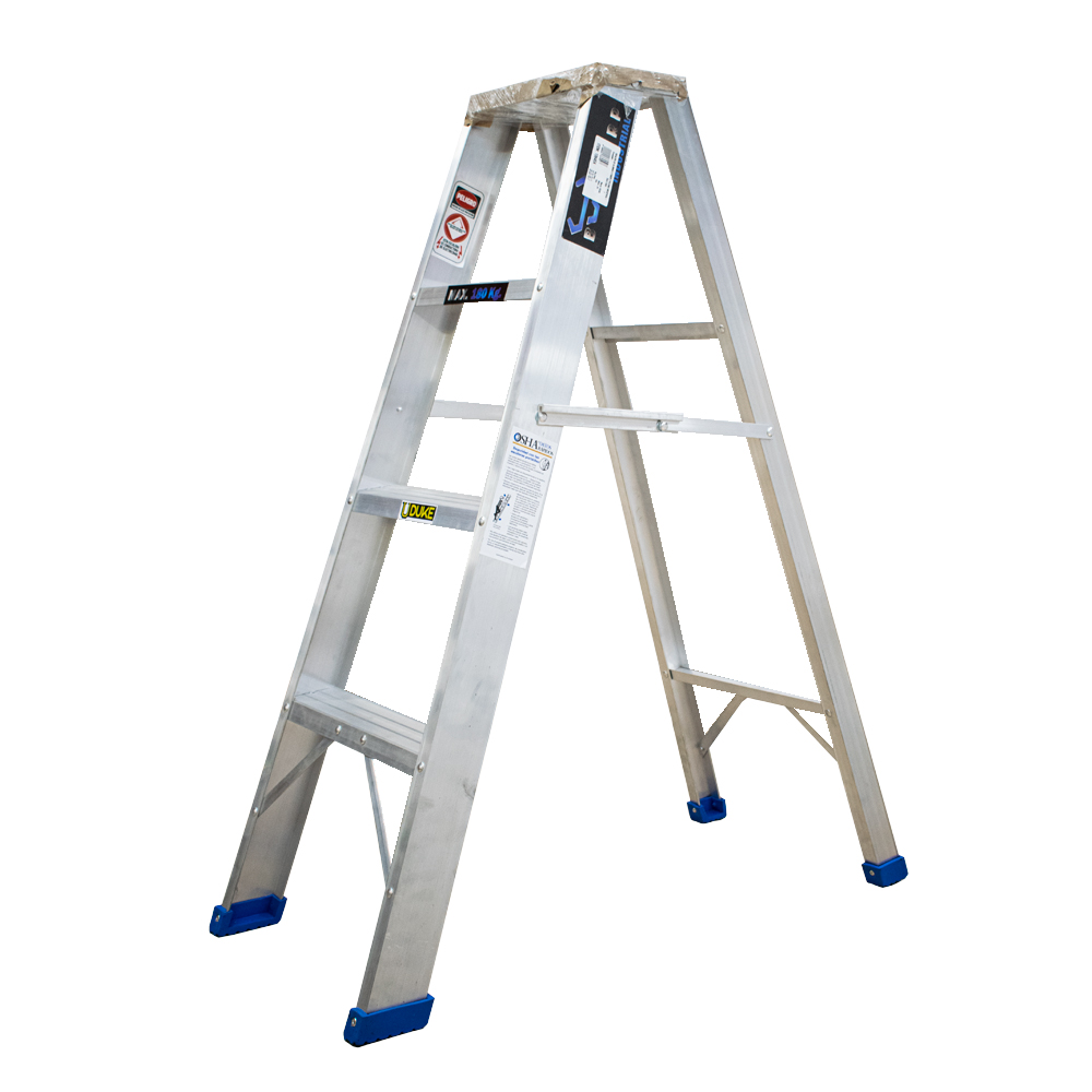 ESCALERA DE ALUMINIO 3 PASOS 2 PELDAÐO INDUSTRIAL CAP 180 KILOS UDUKE CON PLATAFORMA (HT1313N)