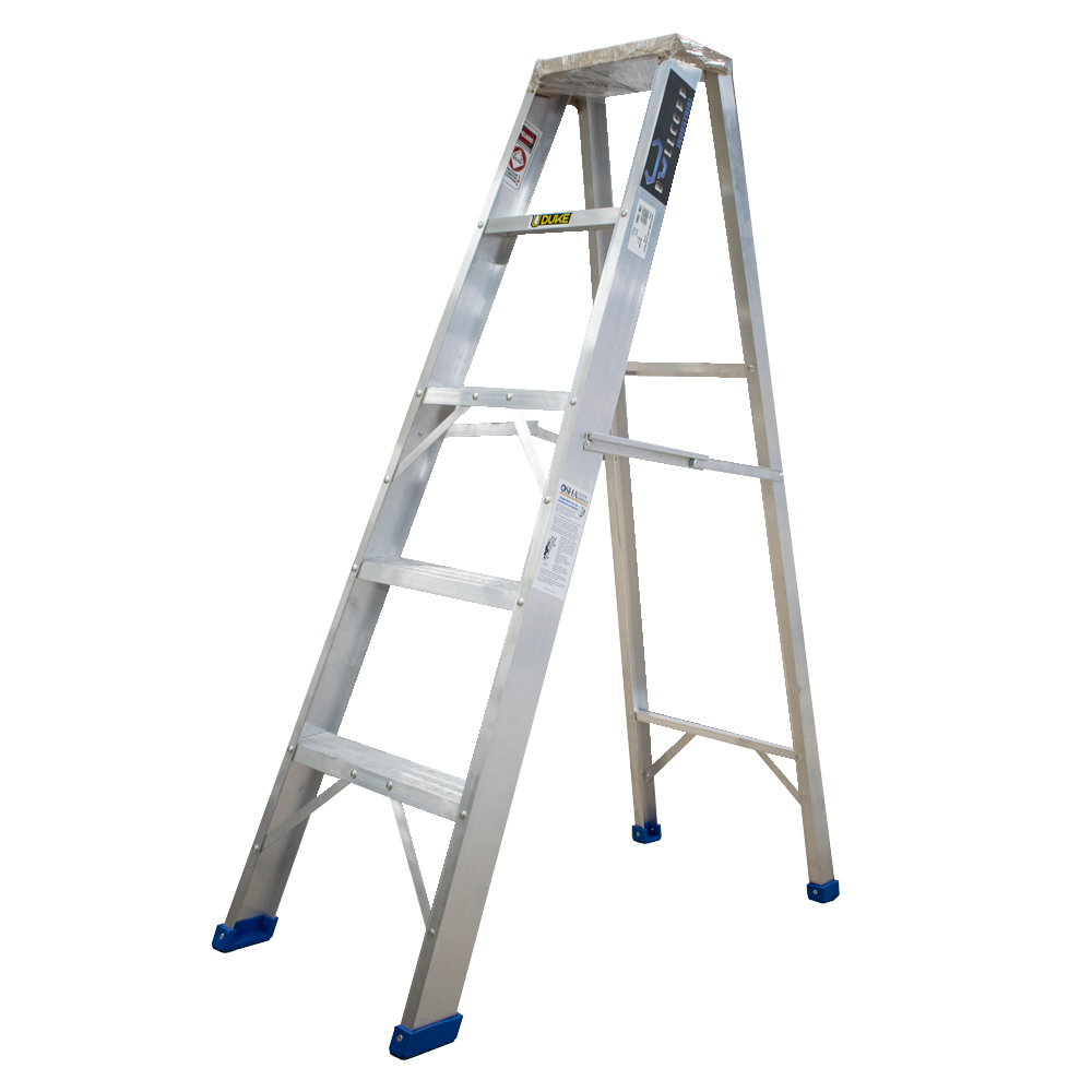 ESCALERA DE ALUMINIO 5 PASOS 4 PELDAÑOS INDUSTRIAL CAP 180 KILOS UDUKE 140 CM (HT1314N)