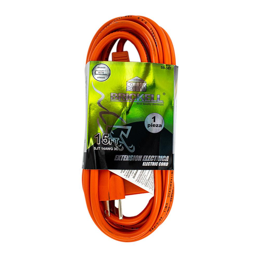 EXTENSION 15FT NARANJA CON TOMA X 3 BRICKELL (SB-587)