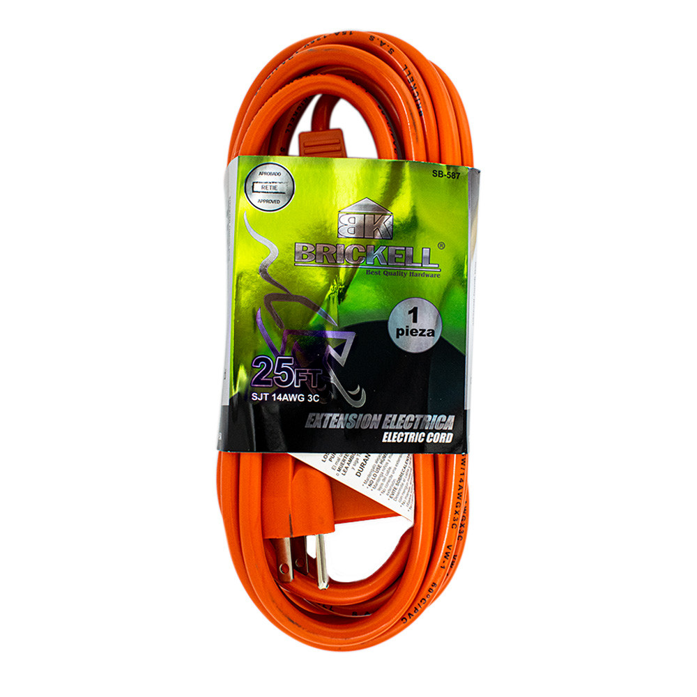 EXTENSION 25FT NARANJA CON TOMA X 3 BRICKELL (SB-588)