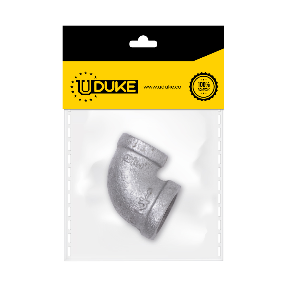 GALVANIZADO CODO 1/2 CON REDUCCION 3/8 PQT x 1 UDUKE
