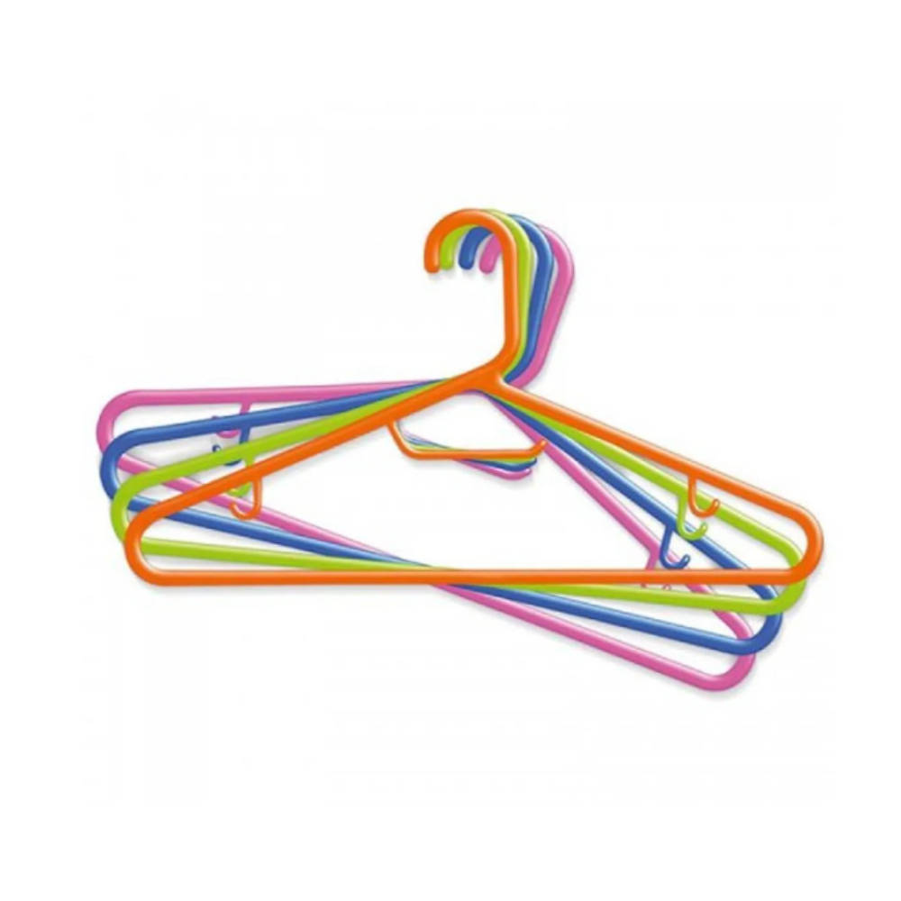 GANCHO ROPA PLASTICO ECONOMICO COLORES SURTIDO X 10 PCS (4601)