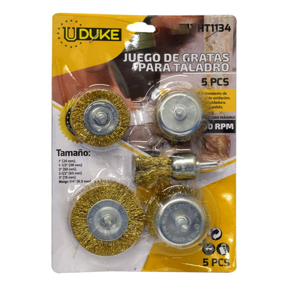 GRATA TALADRO C/ESPIGO X 5PCS UDUKE (HT1134)