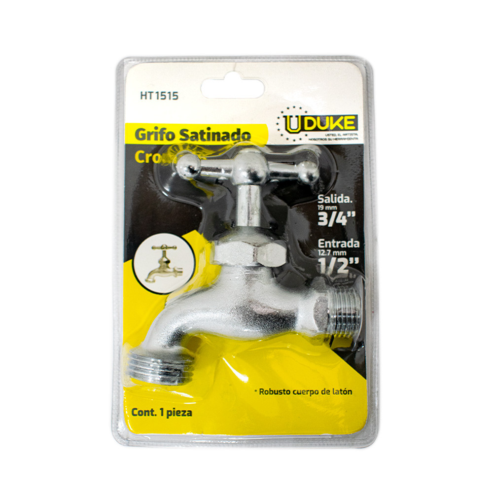 GRIFO SATINADO CROMADO CHAPOLA METALICA BLISTER UDUKE (HT1515)