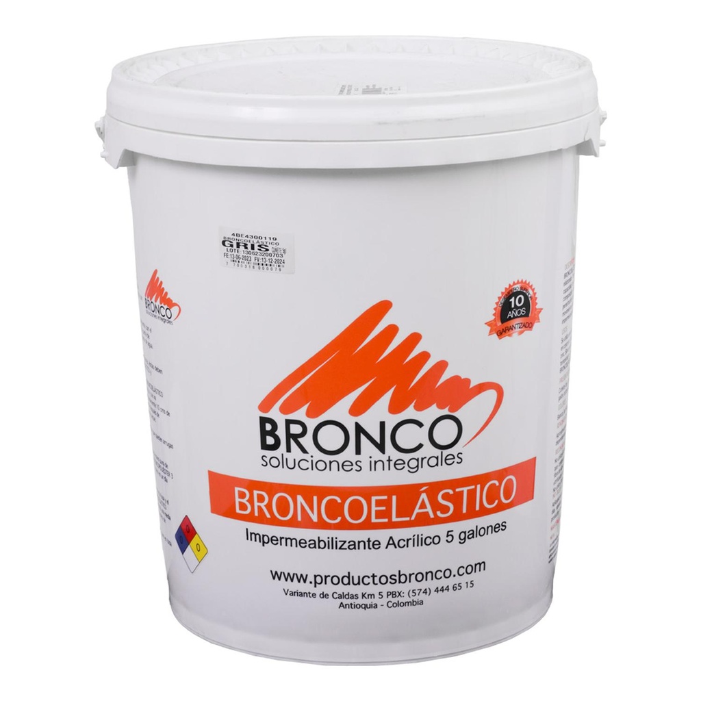 IMPERMEABILIZANTE ACRILICO 10 ANOS BRONCO ELASTICO CUÐETE GRIS (4BE4300119)