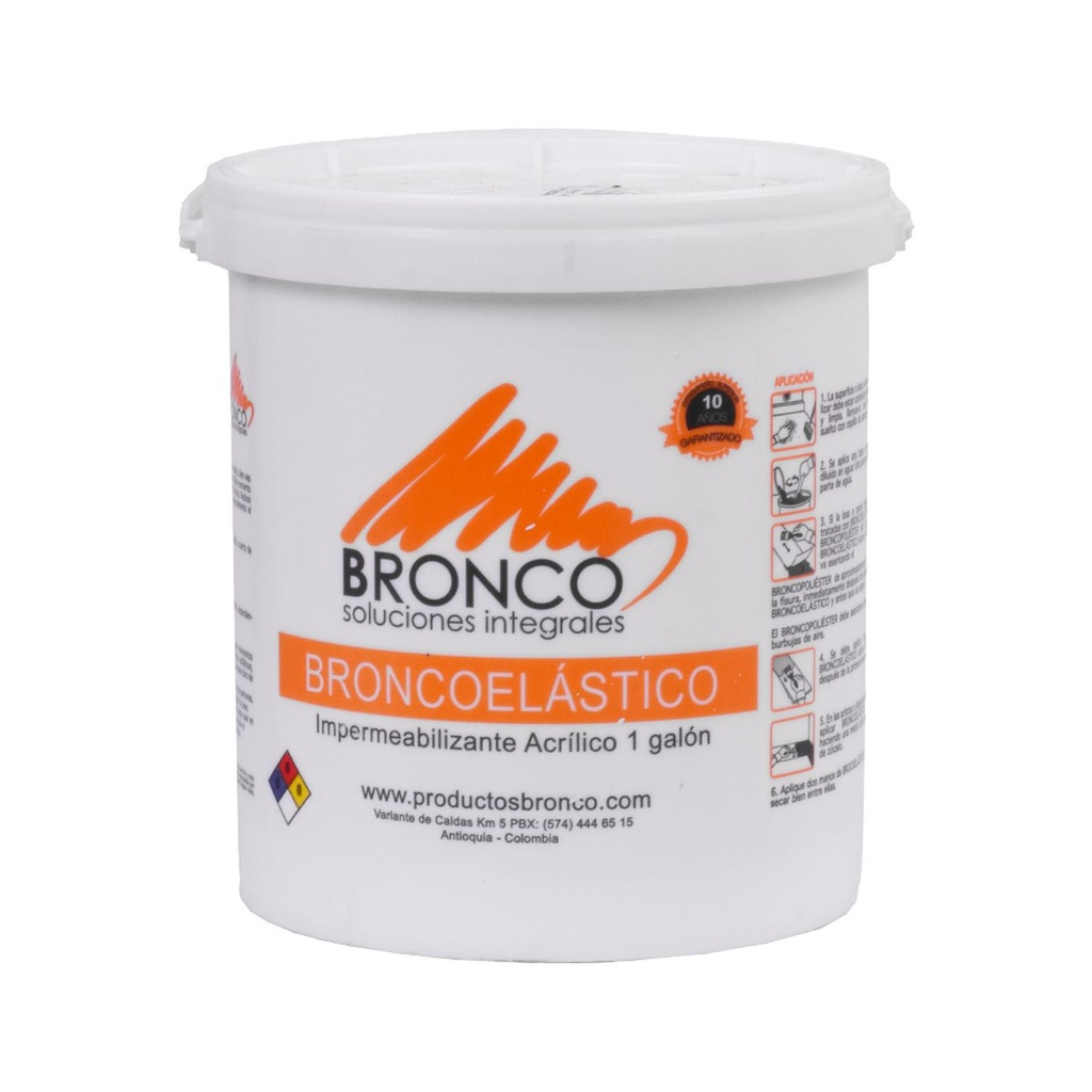 IMPERMEABILIZANTE ACRILICO 10 ANOS BRONCO ELASTICO GALON BLANCO (4BE4300004)