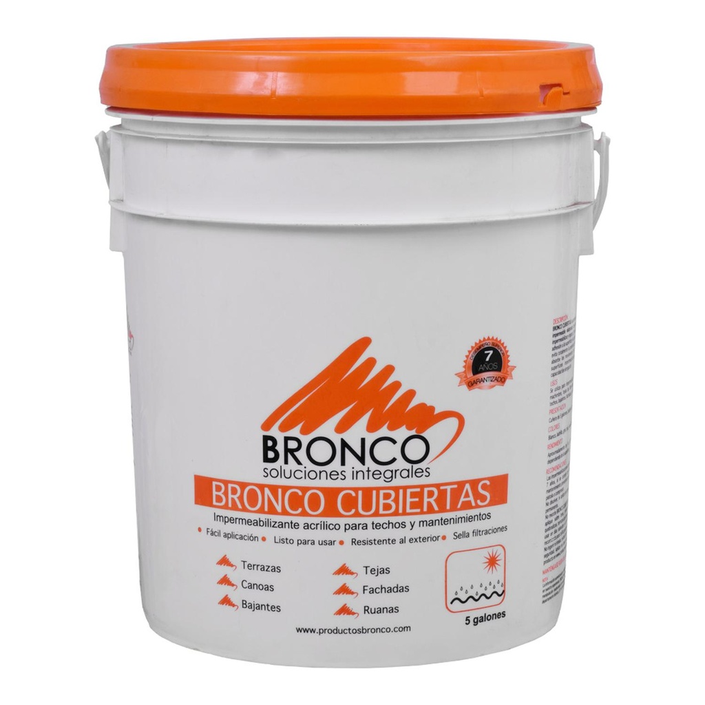 IMPERMEABILIZANTE ACRILICO 7 AÑOS BRONCO CUBIERTA CUNETE BLANCO (4BC4300019)