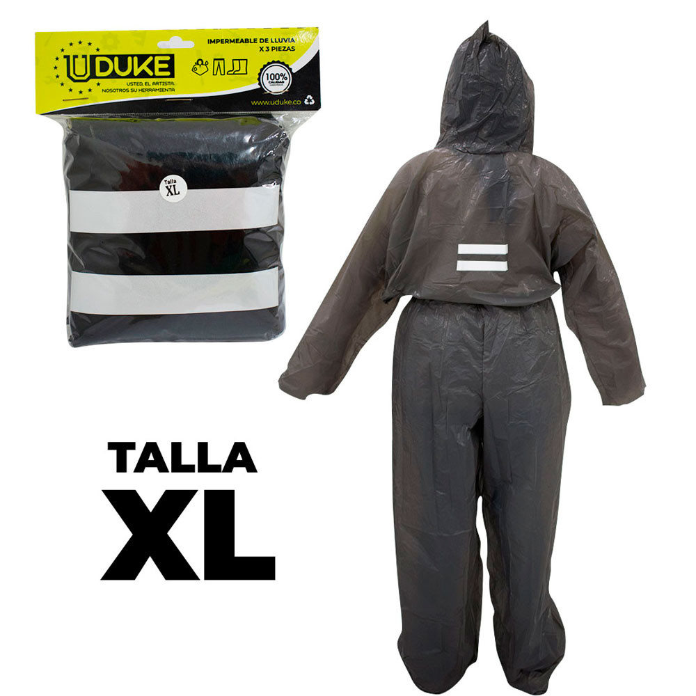 IMPERMEABLE PARA MOTO PLASTICO COMPLETO REFLECTIVO CON SOLAPA TALLA XL(119185)