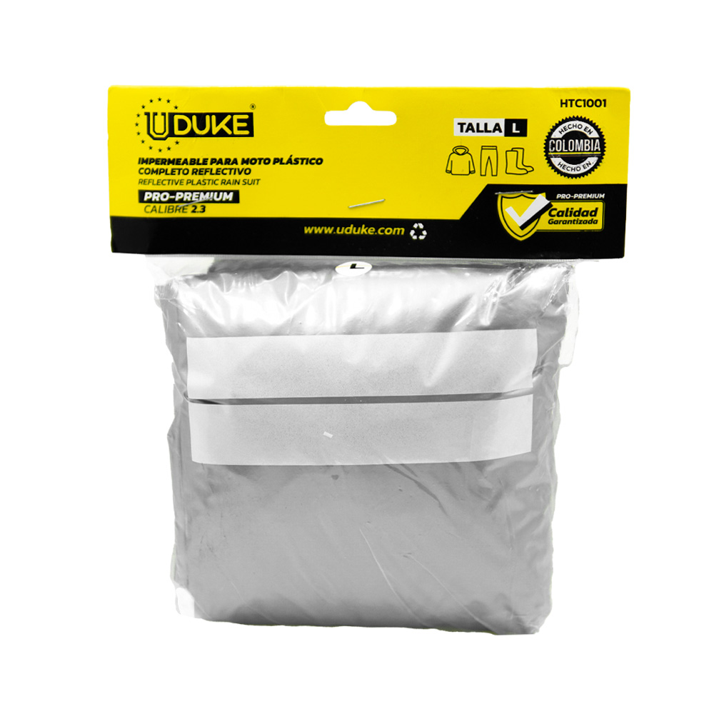 IMPERMEABLE PARA MOTO PLASTICO COMPLETO REFLECTIVO PRO-PREMIUM TALLA L (IPL)