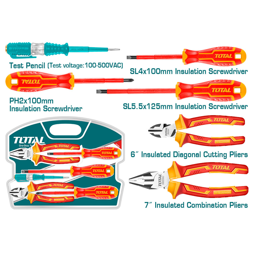JUEGO DE HERRAMIENTAS AISLADAS X 6 PZS INDUSTRIAL TOTAL (THKIST3062)