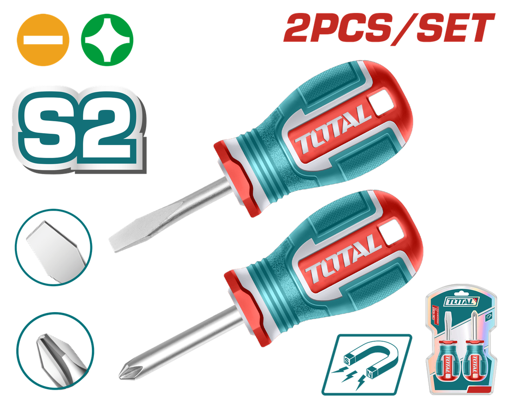 JUEGO DESTORNILLADORES X 2 PZS PUNTA IMANTADA (+)(-)