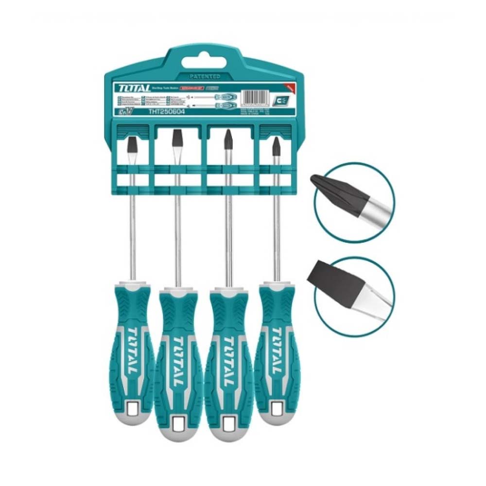 JUEGO DESTORNILLADORES X 4PZS PUNTA INMANTADA TOTAL (THT250604)