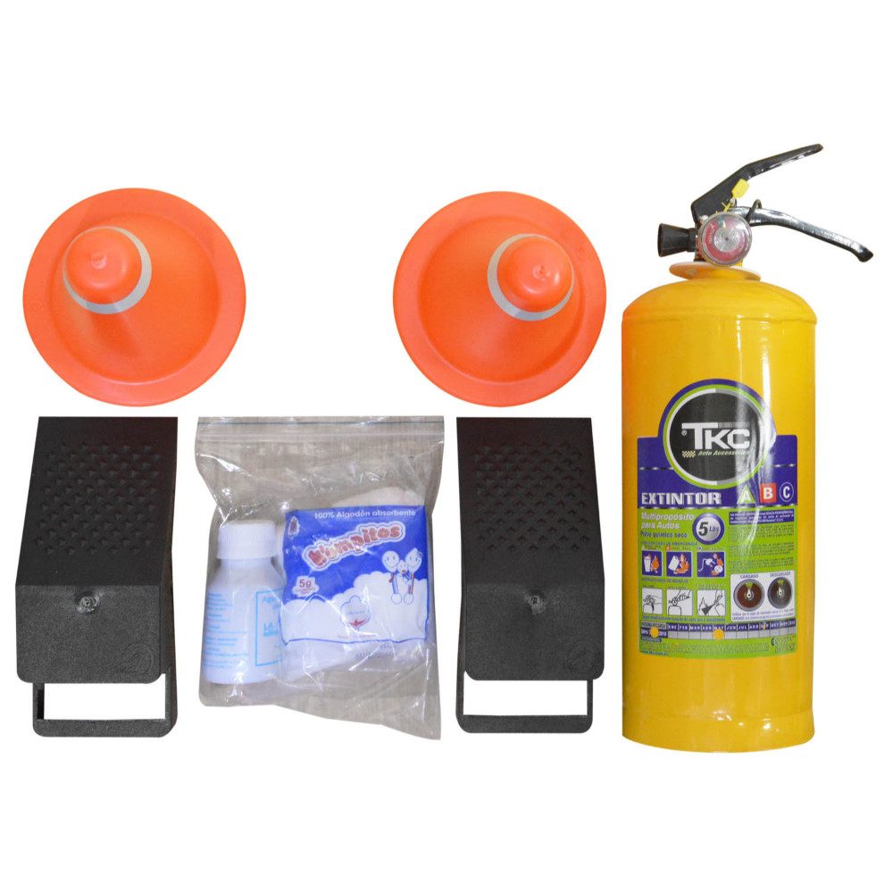KIT CARRETERA PARA CARRO TKC X 4 PCS BOLSA -REGLAMENTARIO  (EXTINTOR DE 5 LBS)