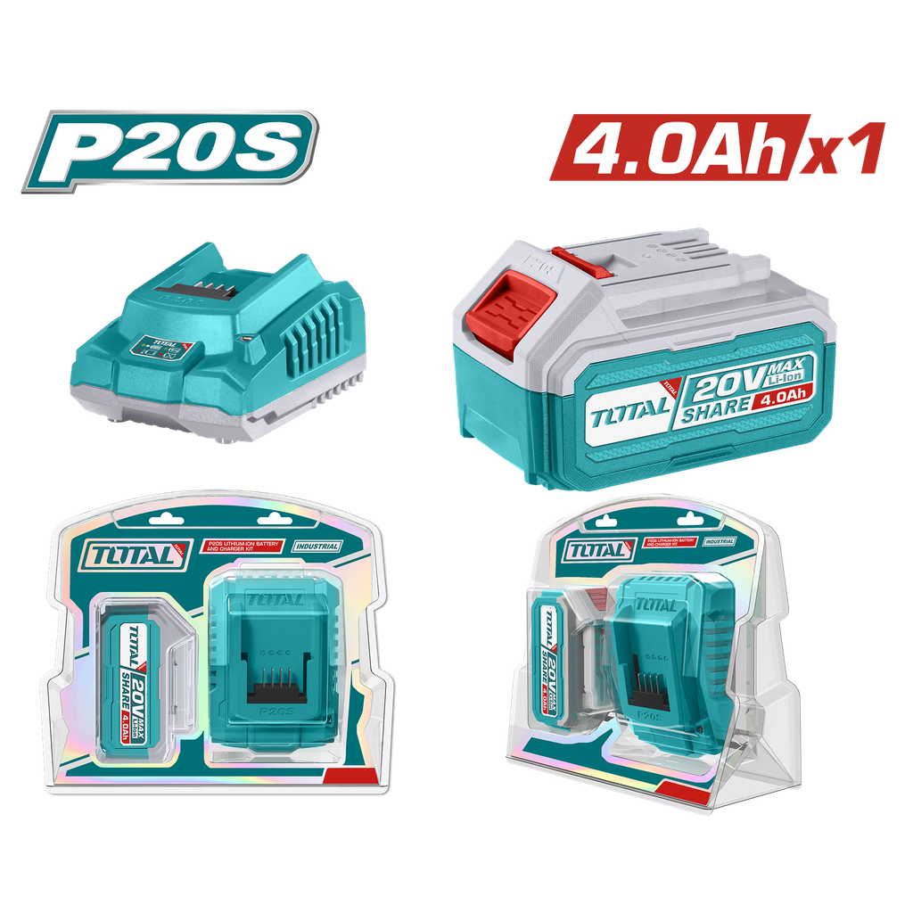 KIT DE BATERIA Y CARGADOR DE 20V 4,0Ah INDUSTRIAL TOTAL (UTFBCPK1214)