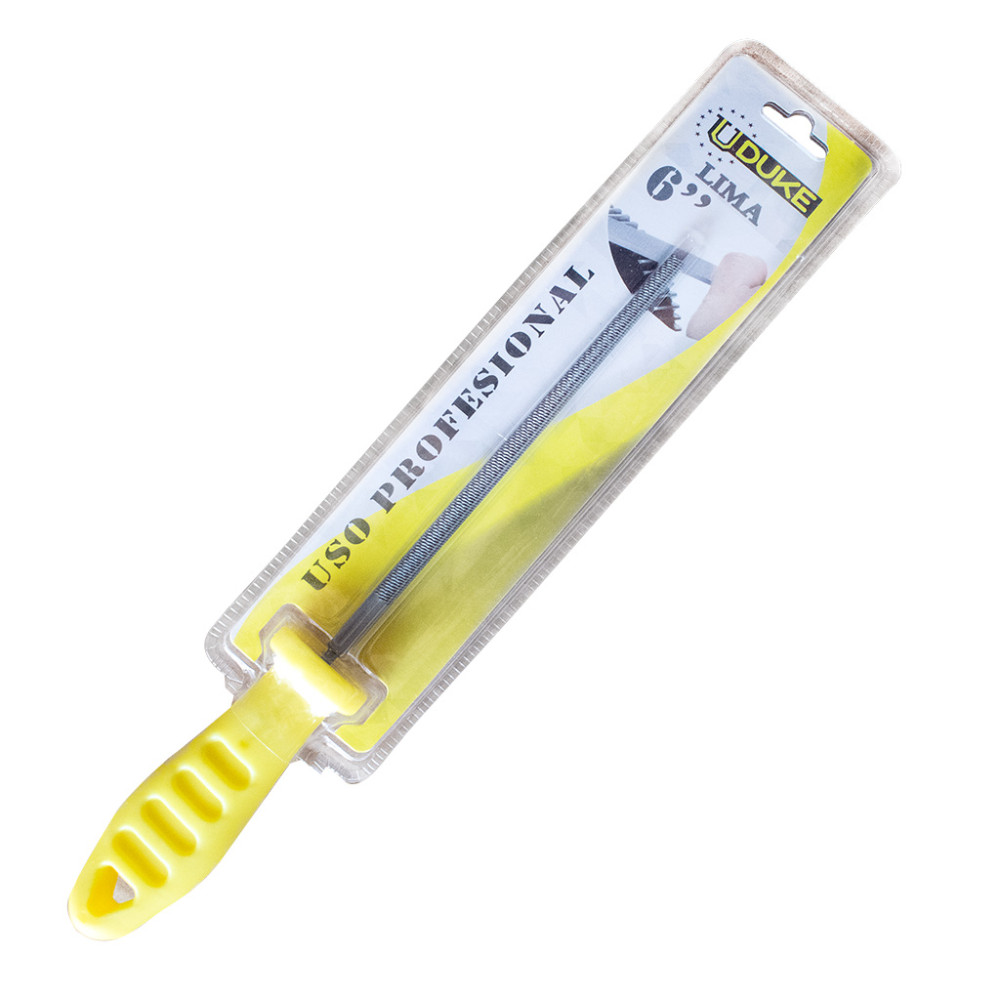 LIMA  REDONDA 6 CON MANGO AMARILLO EN BLISTER UDUKE (HT1412)