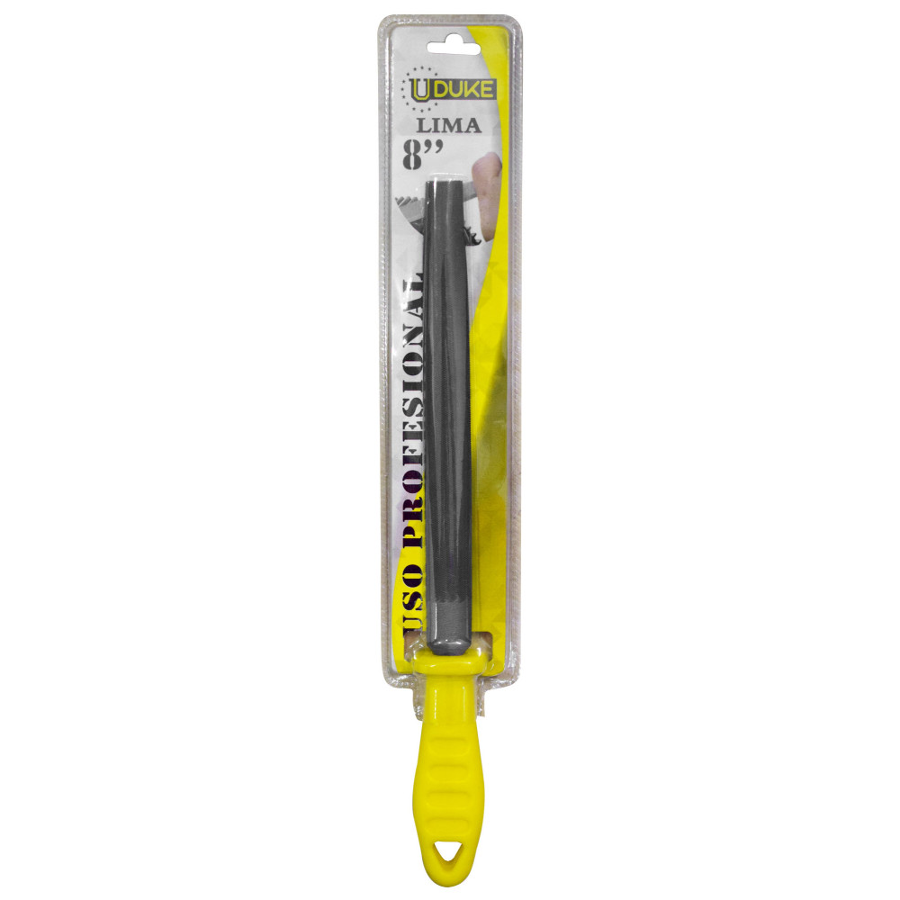 LIMA MEDIA CANA 8" CON MANGO AMARILLO BLISTER HT90309