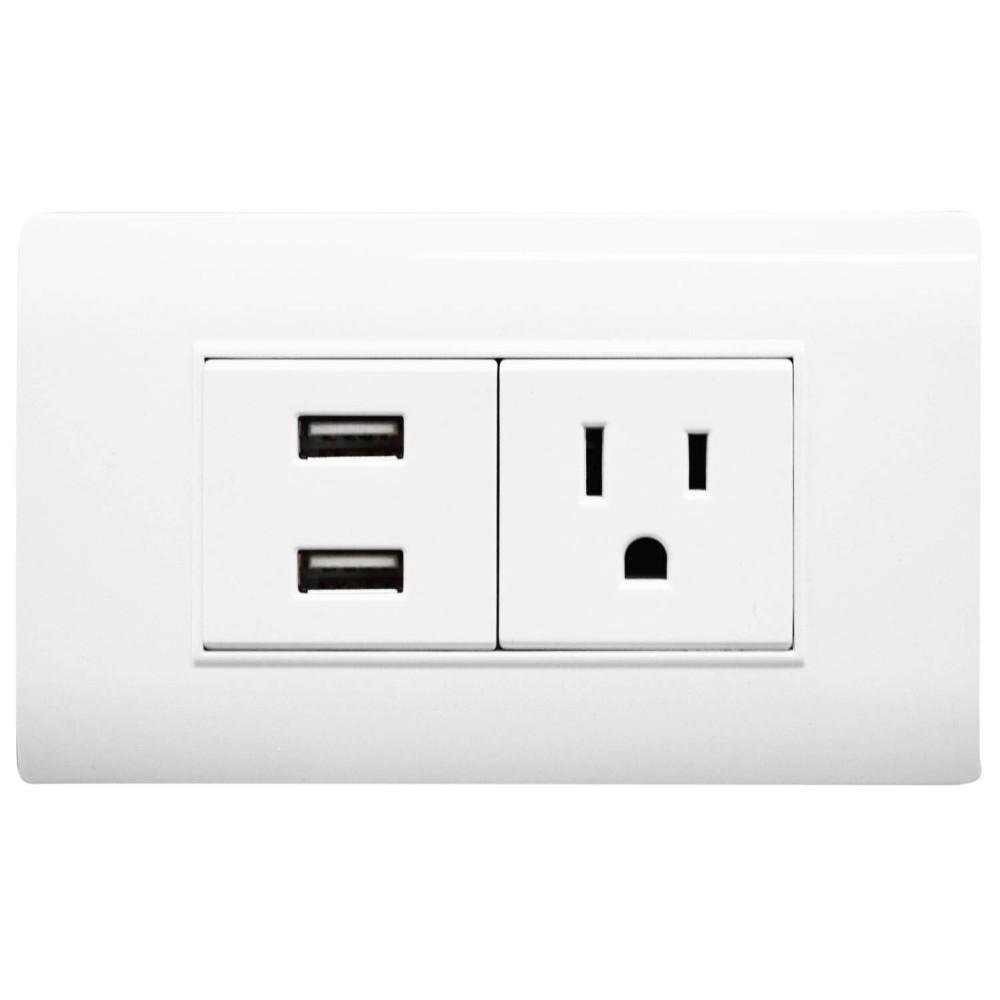 LINEA BK PLUS BLANCA INCRUSTAR TOMA SENCILLO + 2 USB