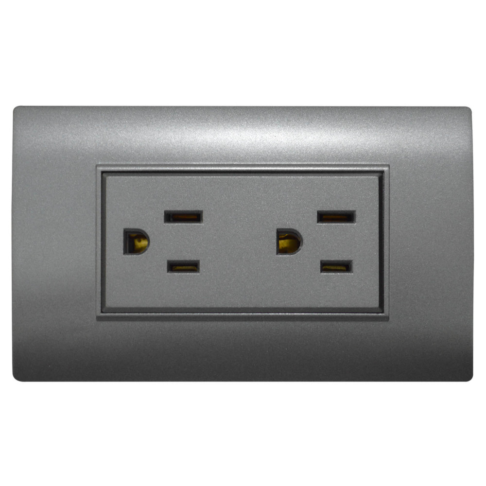 LINEA BK PLUS GRIS INCRUSTAR TOMA DOBLE