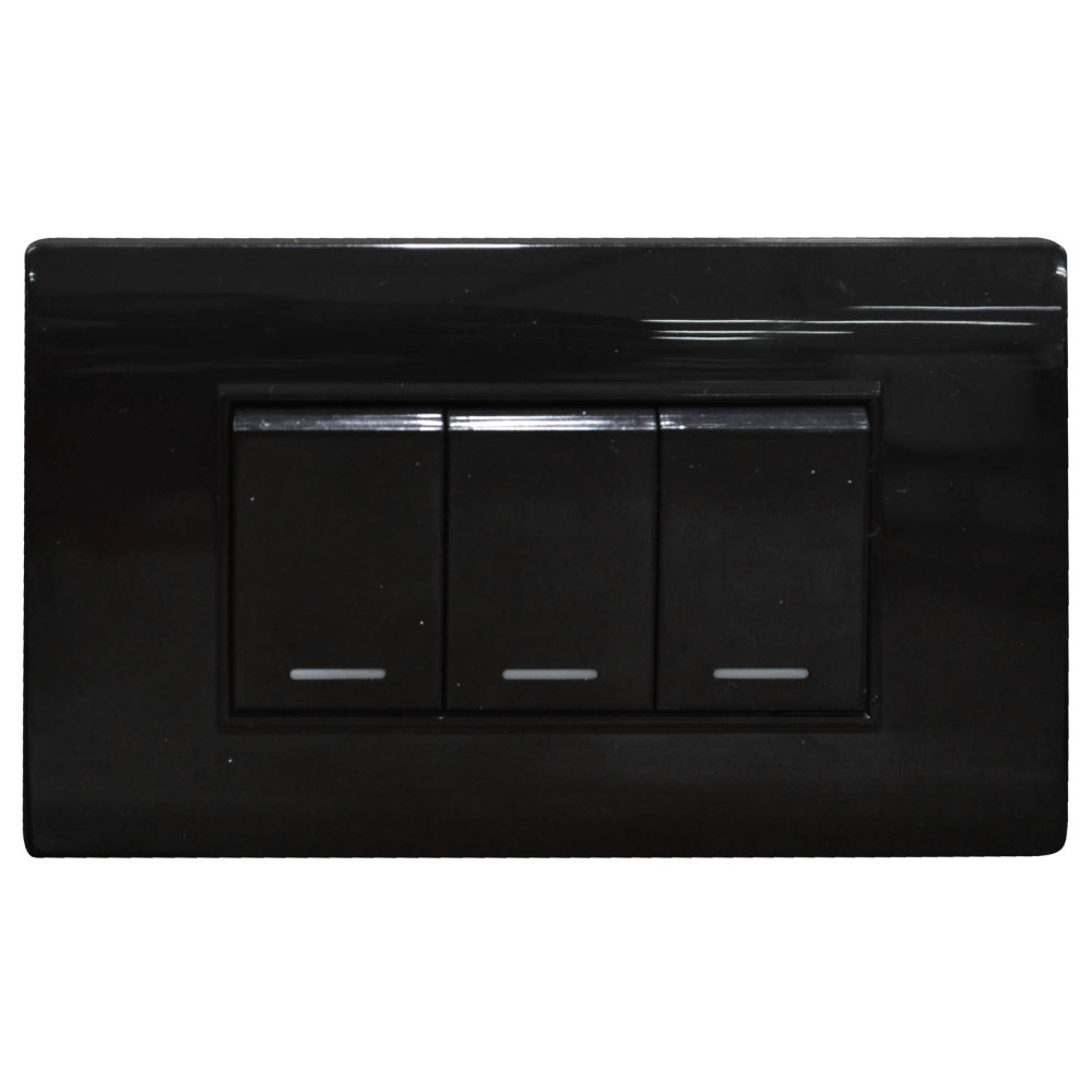 LINEA BK PLUS NEGRA INCRUSTAR SWICHE TRIPLE CONMUTABLE 110-220 (118K-03-3W-BLK) (HT20720)
