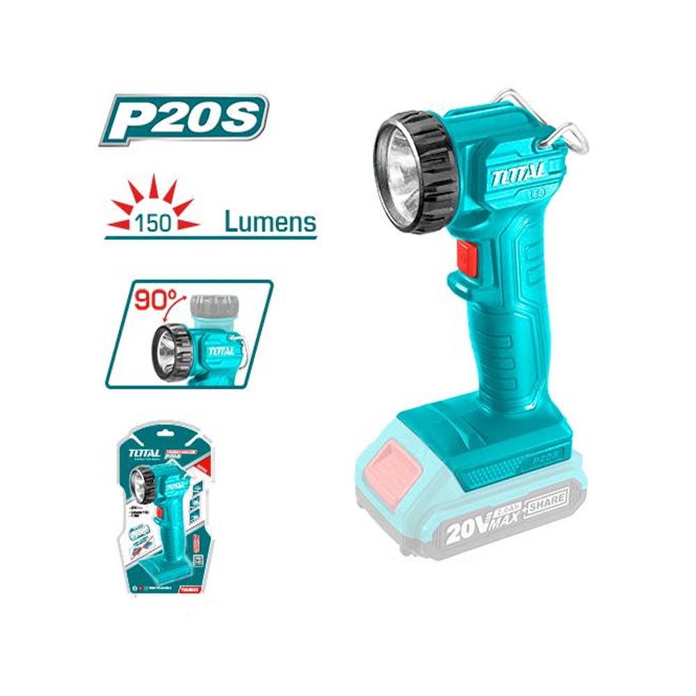 LINTERNA INALAMBRICA 150 LUMENES 20V SUPER SELECT TOTAL (TWLI2023) BATERIA Y CARGADOR NO INCLUIDO TOTAL