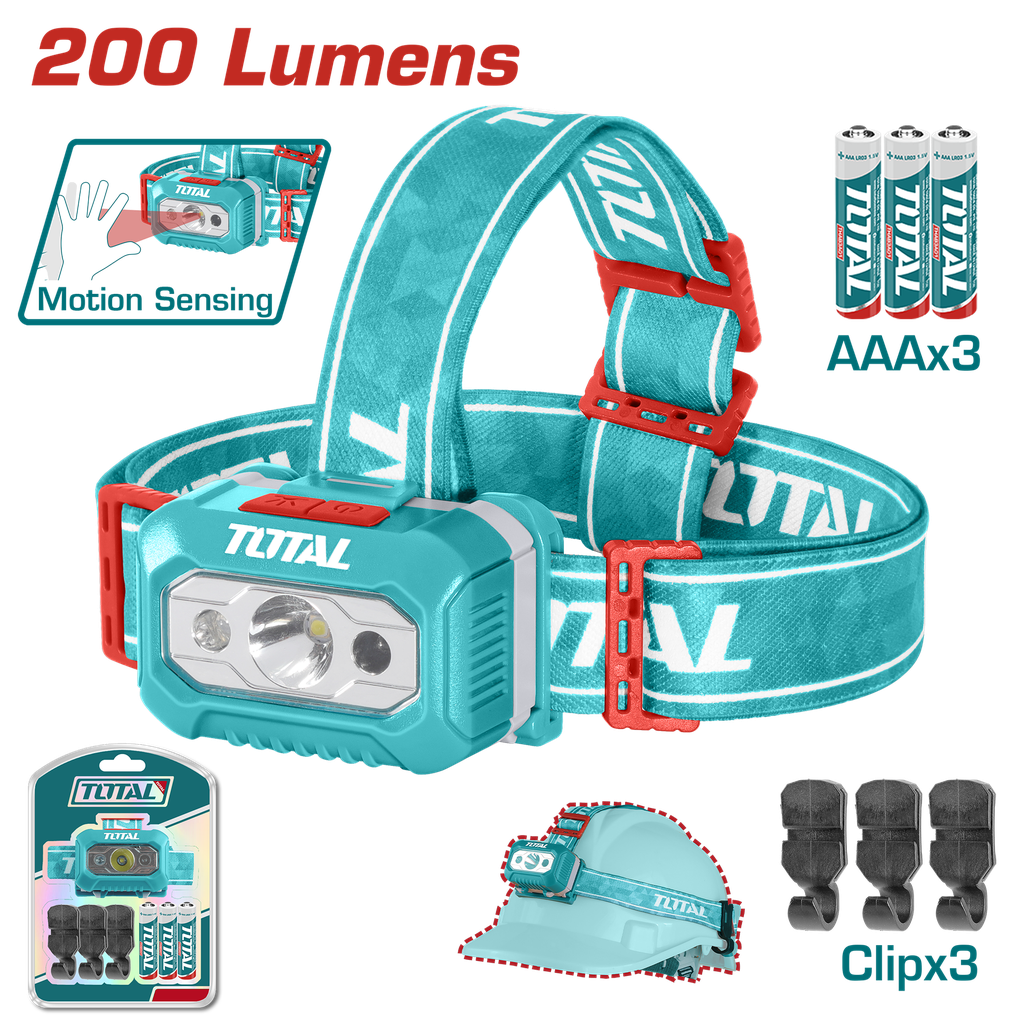 LINTERNA MINERO 200 LUMENES INCLUYE BATERIA TOTAL (THL013AAA6)