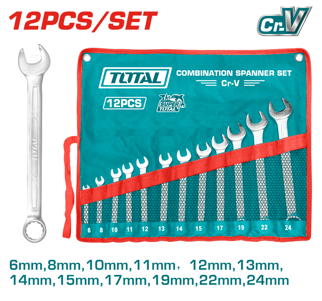 LLAVE MIXTA JUEGO X 12 PZAS 6-24MM TOTAL (THT1022121)