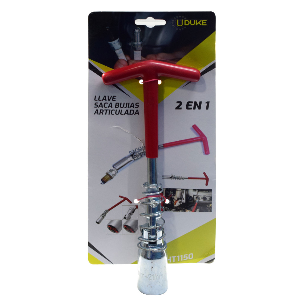 LLAVE SACA BUJIAS 2 EN 1 ARTICULADA 16 MM Y 21 MM UDUKE (HT1150)