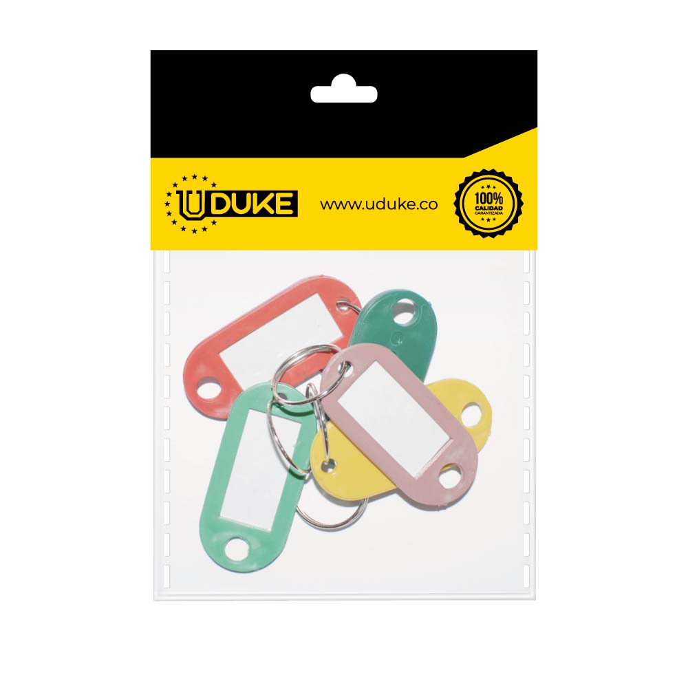 LLAVERO PLASTICO IDENTIFICADOR MARCA LLAVE PAQ X 5 UDUKE