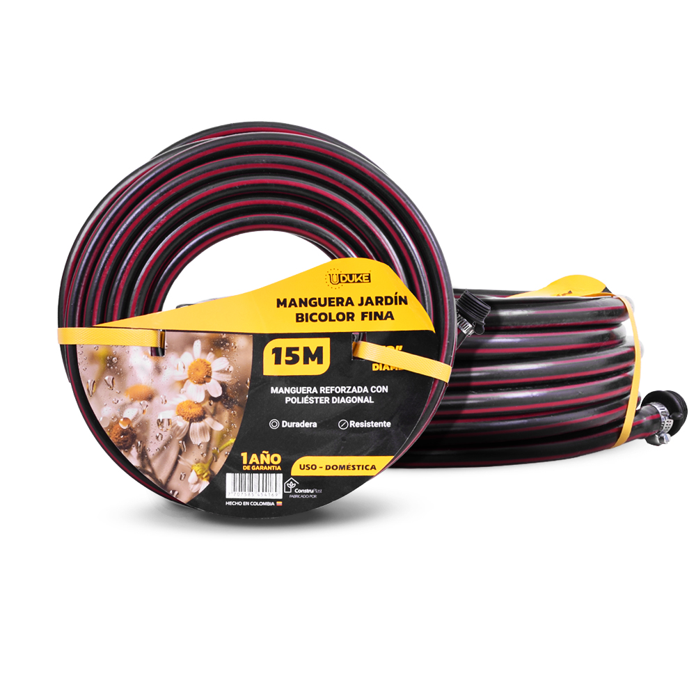 MANGUERA DE JARDIN UDUKE USO INDUSTRIAL X 15 METROS (FENIX-BICOLOR)