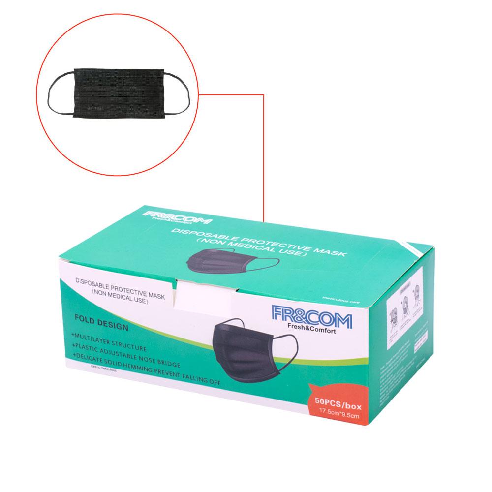 MASCARILLA TAPA BOCA TELA QUIRURJICA 3 CAPAS NEGRO CAJA POR 50 UNIDADES