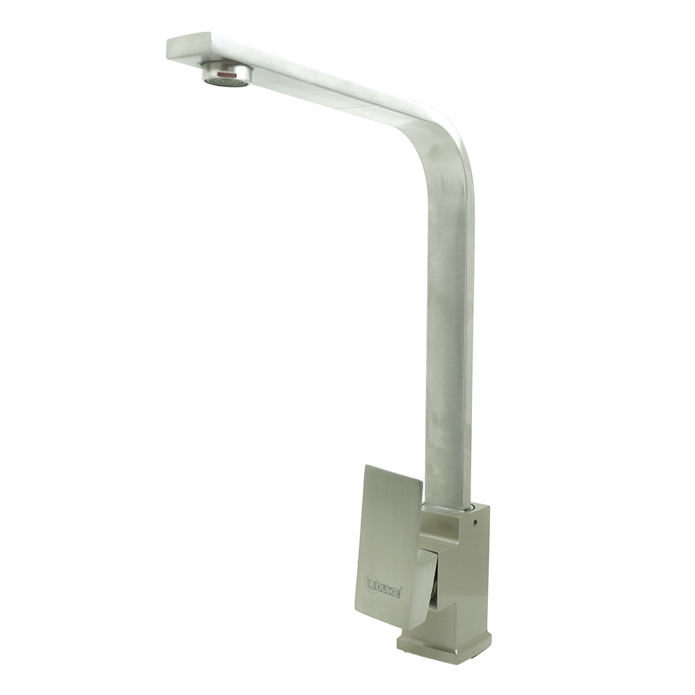 LLAVE LAVAPLATOS MONOCONTROL ACERO INOXIDABLE CUADRADA PLANA CROMADA UDUKE (HT2041) 
