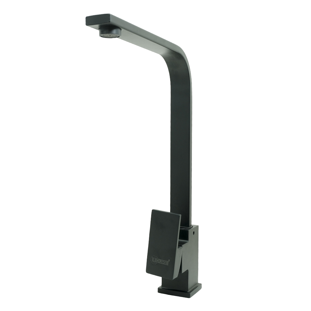 LLAVE LAVAPLATOS MONOCONTROL ACERO INOXIDABLE CUADRADA PLANA NEGRA UDUKE (HT2040) 