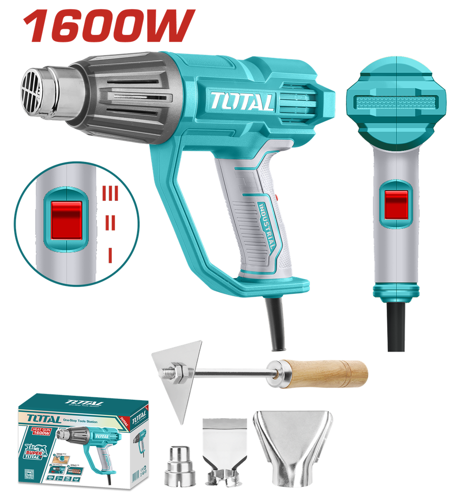 PISTOLA CALOR TOTAL 1600W C/3 BOQUILLAS INDUSTRIAL (UTB16078)