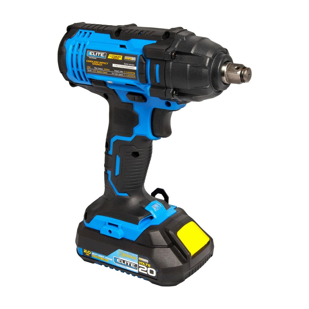 PISTOLA IMPACTO INALAMBRICA ELITE 1/2 20V 1BATERIA 2AH + CARGADOR (XIWS20)
