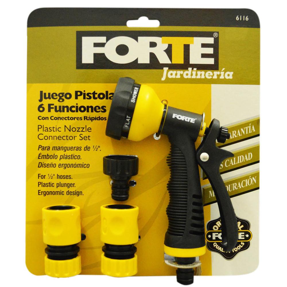 PISTOLA MANGUERA 6CHORROS FORTE CON CONECTORES RAPIDOS (0006116)