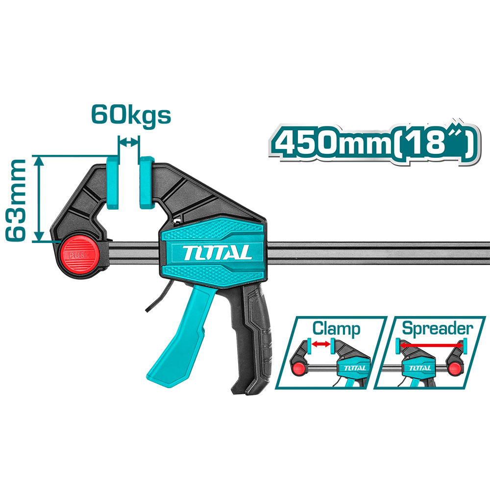 PRENSA SARGENTO DE BARRA 63X450 MM 18" INDUSTRIAL TOTAL (THT1340603)