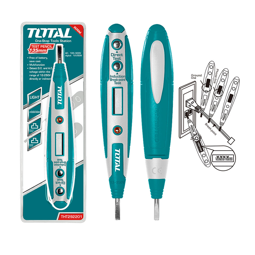 PROBADOR DE CORRIENTE DIGITAL 12-220V TOTAL (THT292201)