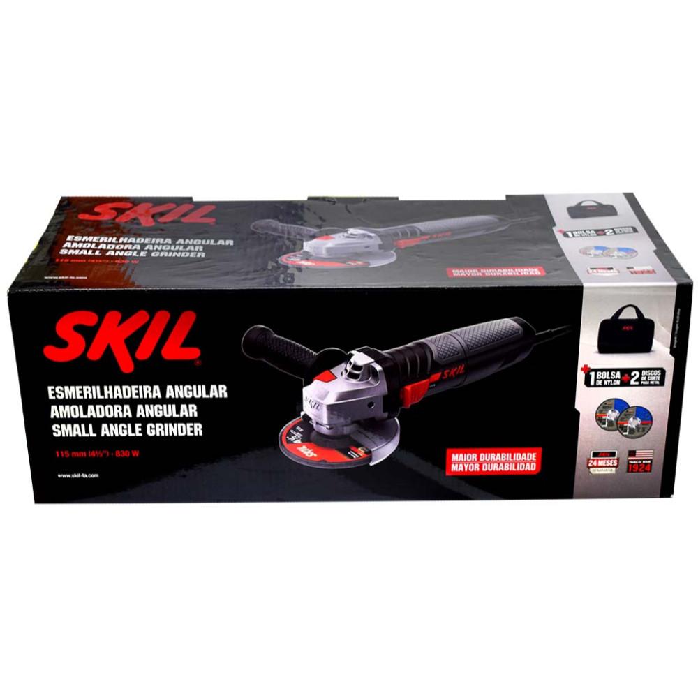 PULIDORA SKIL 4 1/2 830W EJE 5/8  + 2 DISCOS Y MORRAL