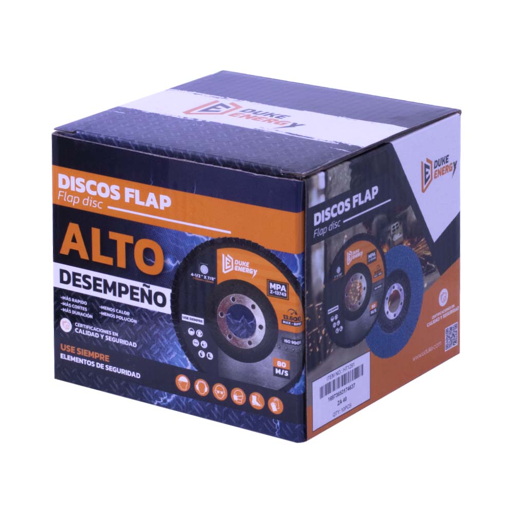 R- DISCO FLAP DUKE ENERGY 4 1/2 GRANO 80 ZIRCONIO (115MM X 22MM) (HT90331)