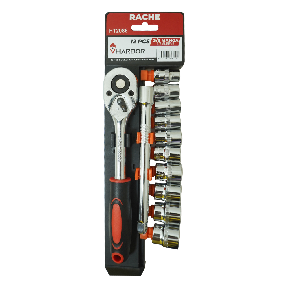 RACHE CON COPAS 3/8" 12PCS UDUKE (HT2086)