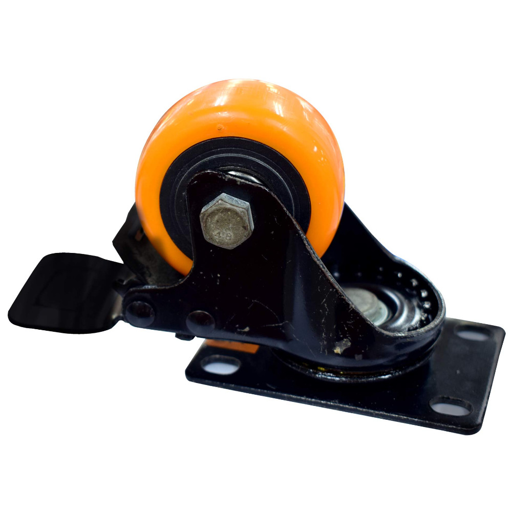 RODACHINES 2 1/2" PLANO NARANJA CON FRENO GIRATORIO 65MM (INDIVIDUAL) (HT40089)