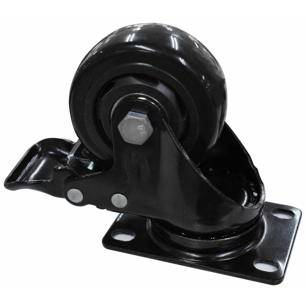 RODACHINES 3" PLANO NEGRO CON FRENO GIRATORIO 75MM 100KG (INDIVIDUAL) (HT80022)