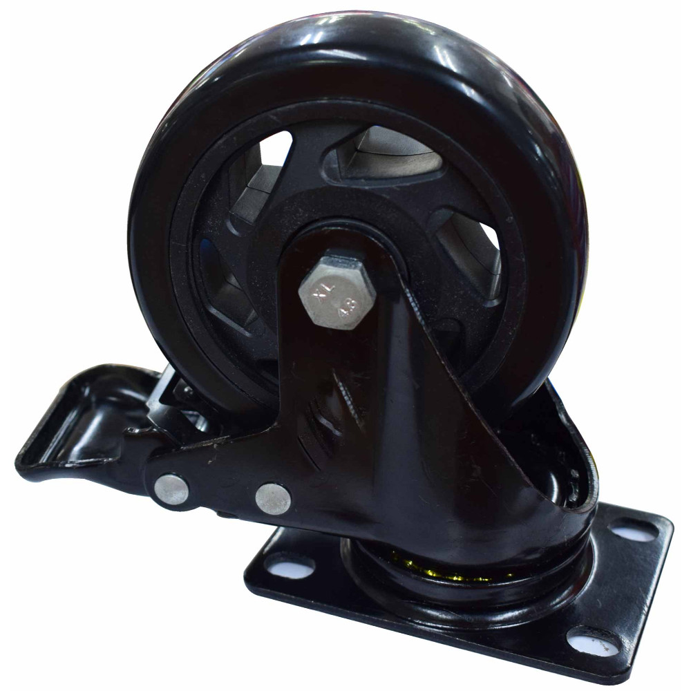 RODACHINES 4" PLANO NEGRO CON FRENO GIRATORIO 100MM 120KG (INDIVIDUAL) (HT80023)