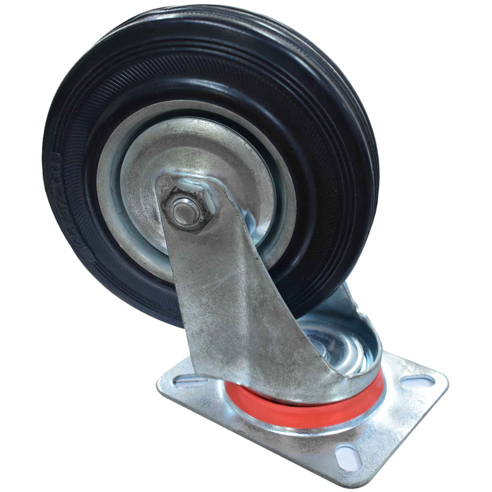 RODACHINES 5" PLANO NEGRO CAUCHO CON RIN 125MM 150KG (INDIVIDUAL) (HT40244)